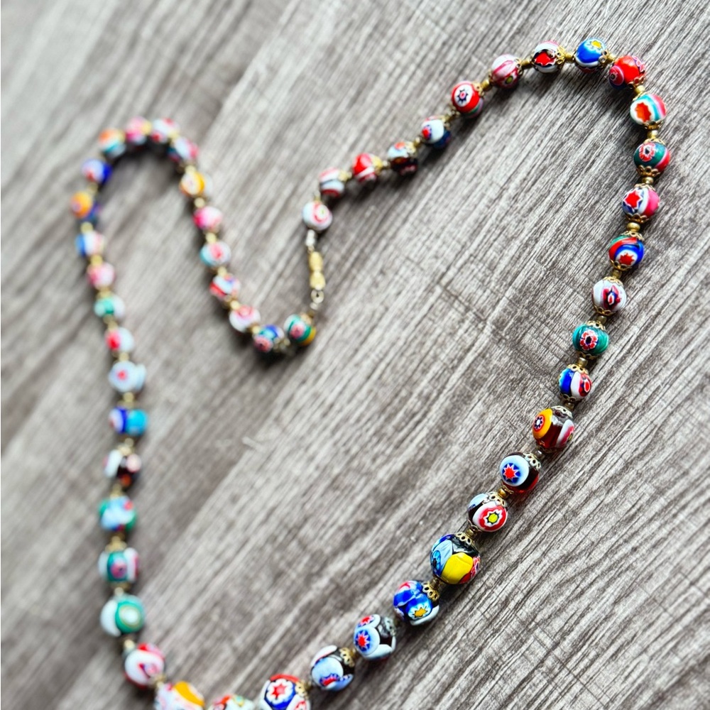 Vintage Murano Millefiori Glass Bead Necklace